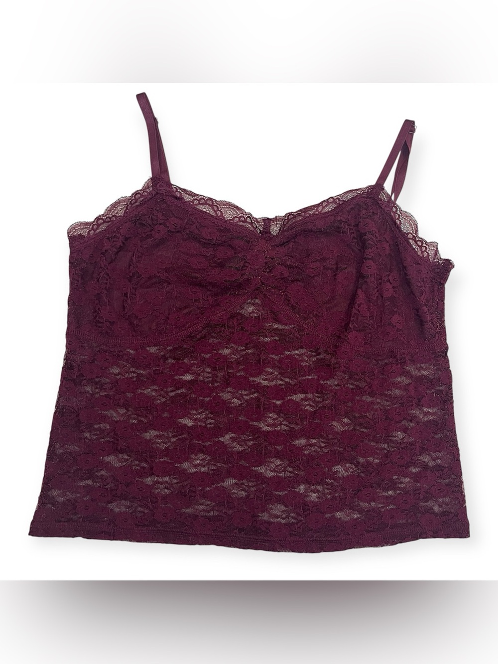 NWT Wild Fable Womens Sheer Lace Cami Tank Top Size XL FACTORY FLAWS Dark Red